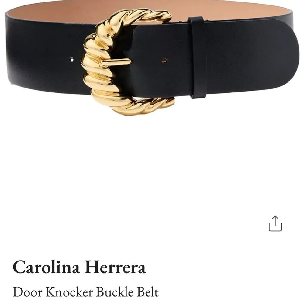 Black Suede “Door Knocker” style Belt with Gold Buckle NWT
